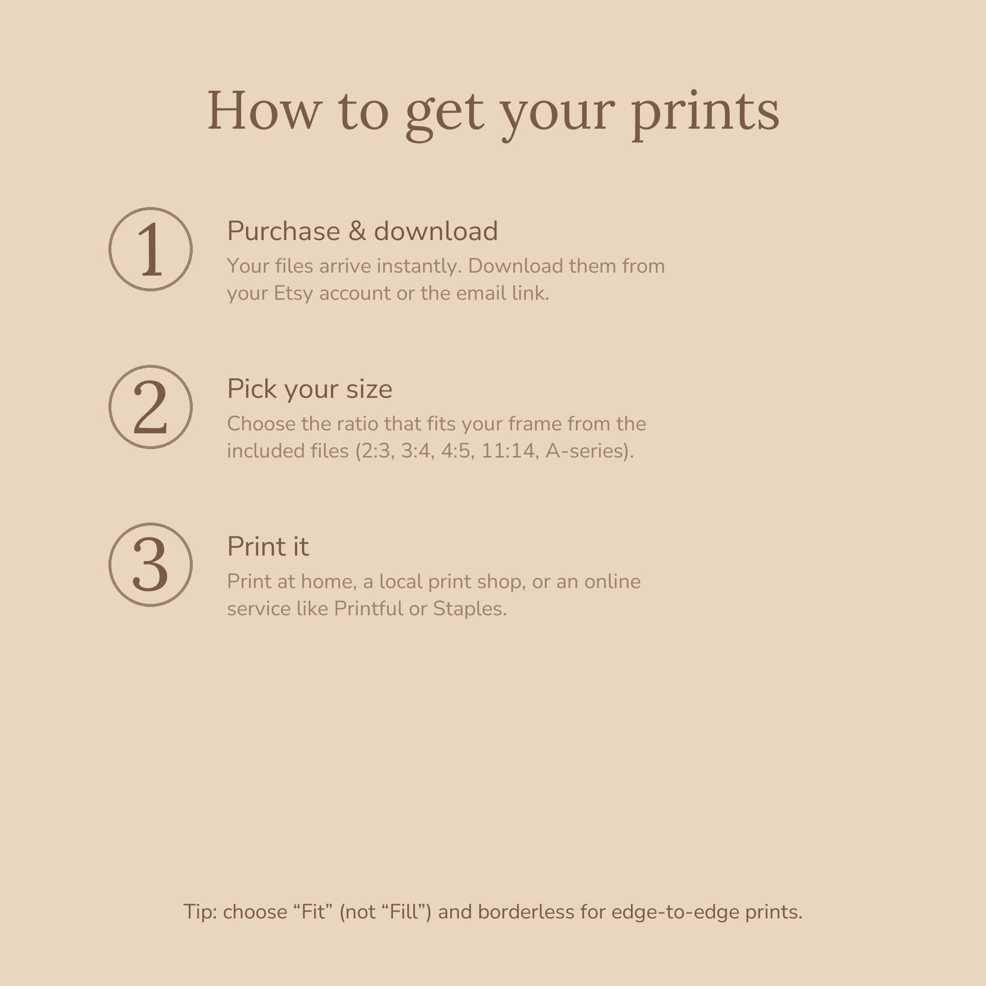 The how-to-print insert, covering paper and print settings.